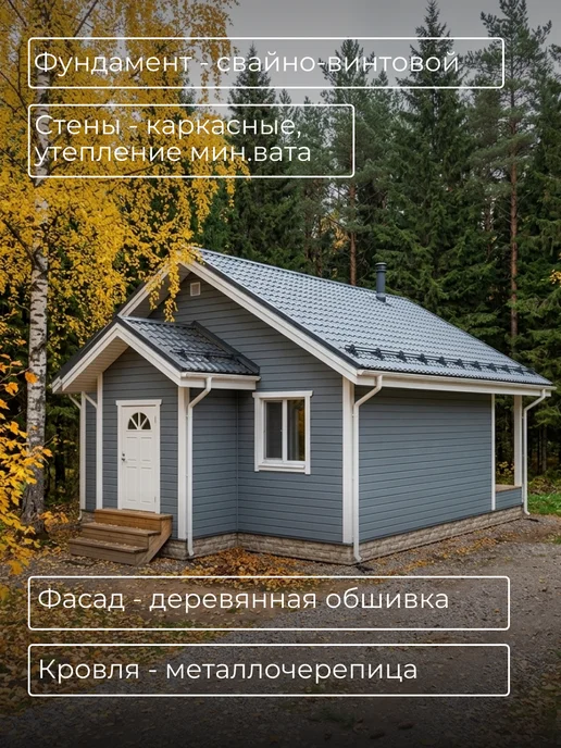 Онлайн проекты Проект каркасного одноэтажного дома 68 м2, вариант, фото 6