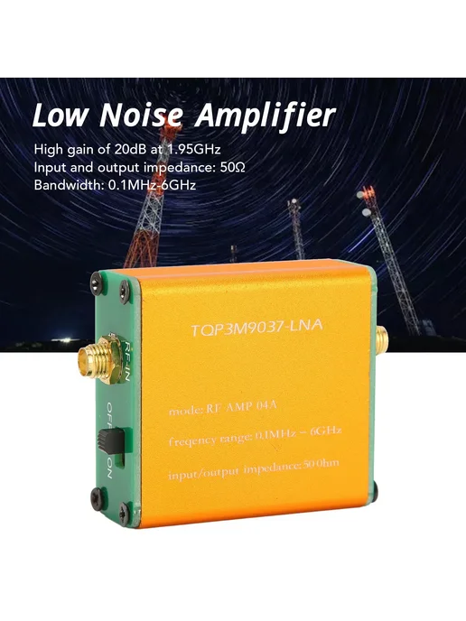 TOPINCN RF Усилитель мощности 0,1МГц-6ГГц 20 дБ With Battery, вариант, фото 2