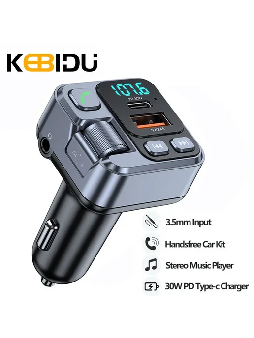 KEBETEME Bluetooth 5.1 FM-трансмиттер Для Автомобиля, MP3-плеер, Бесп, вариант, фото 2