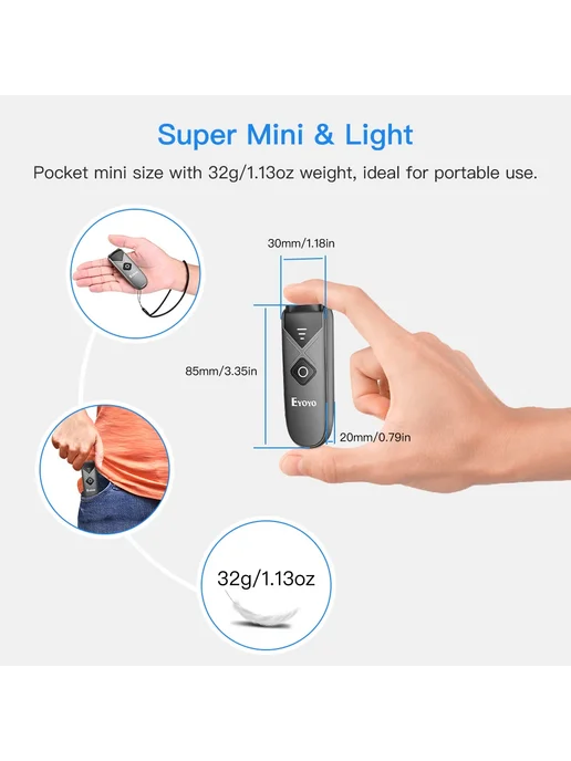 Eyoyo Сканер штрих-кода 2D USB проводной Bluetooth 2,4G, 2,4 г, в упаковке 113 г, фото 6