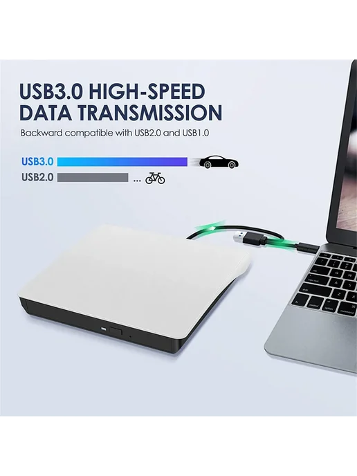 Нет бренда Внешний оптический привод USB 3.0 Slim DVD RW CD, вариант, фото 2