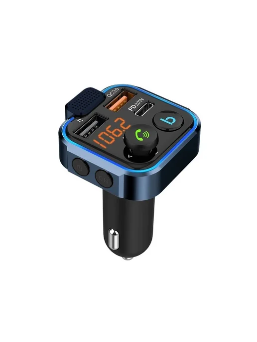 Нет бренда FM-трансмиттер Bluetooth 5.0 С Функцией Громкой Связи, Автом, черный
