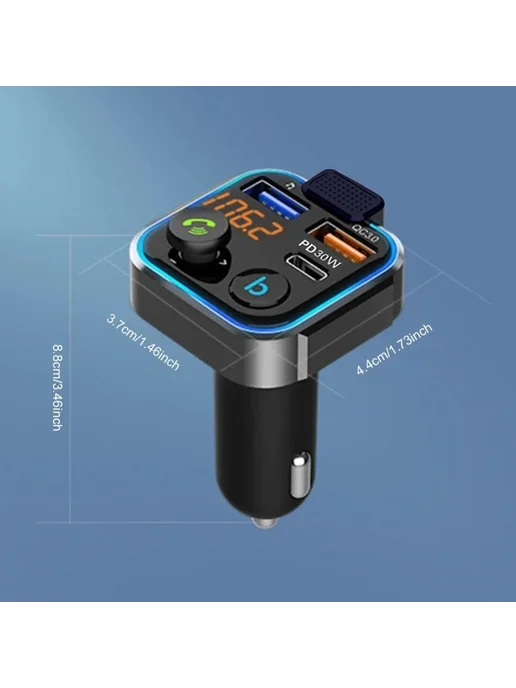 Нет бренда FM-трансмиттер Bluetooth 5.0 С Функцией Громкой Связи, Автом, черный, фото 7