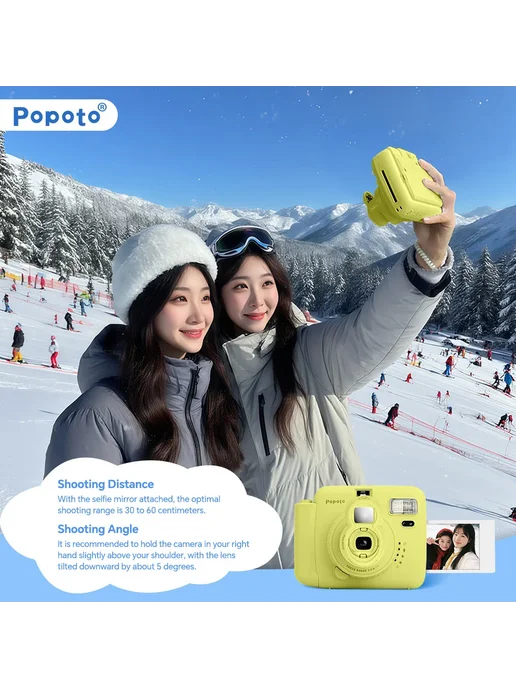 Нет бренда Фотоаппарат Popoto моментальной печати 3 дюйма для пленки Fu, желтый, фото 3