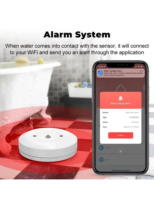 Нет бренда Датчик протечки воды Shine-tale ZigBee, вариант, фото 5