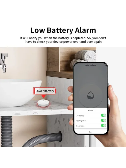 Нет бренда Датчик протечки воды Shine-tale ZigBee, вариант, фото 6