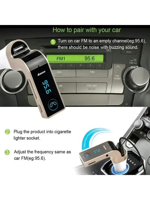 Нет бренда Автомобильный Bluetooth FM-трансмиттер С USB-плеером MP3 bla, черный, фото 3
