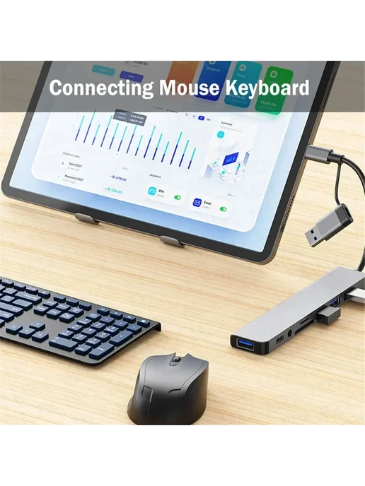 BSN Многопортовый USB-C адаптер-док-станция 8 в 1, серый, фото 6