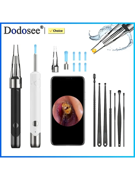 Dodosee 2300P HD Видеоэндоскоп для чистки ушей Black Set, черный, фото 2
