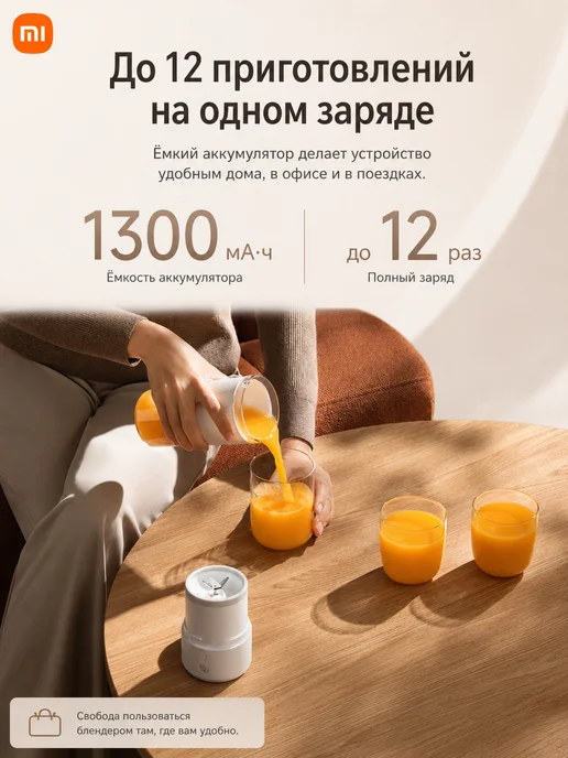 Блендер портативный для смузи Mijia Juicer, белый, фото 3