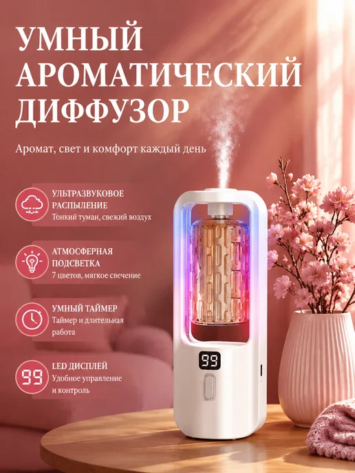 Аромадиффузор для дома 80 мл, аромалампа ультразвуковая, 50 мл