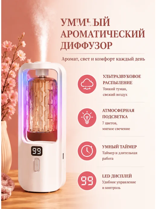 Аромадиффузор для дома 80 мл, аромалампа ультразвуковая, 50 мл, фото 2