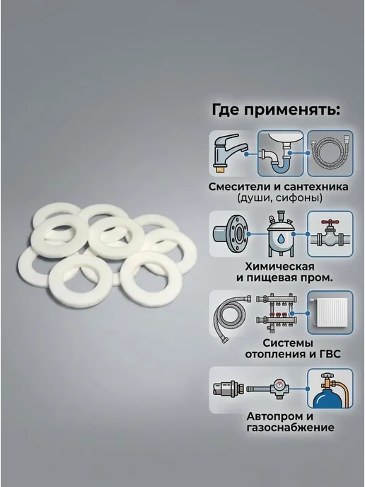 SVF-gasket Прокладки фторопластовые Ø 3 4 (набор 10 шт), 10 шт, фото 2