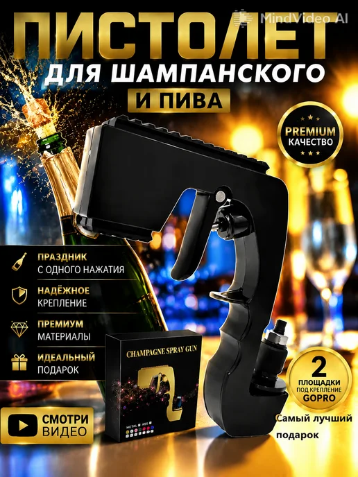 Пистолет для шампанского пива (BEER champagne GUN), черный