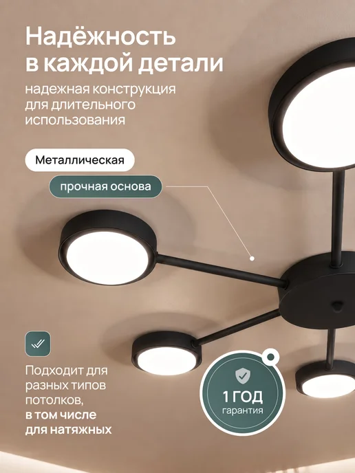 LedRix Люстра потолочная со сменными светодиодными лампочками GX53, розовый, фото 2