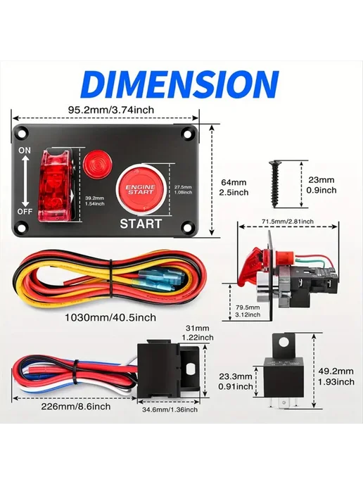 12V пусковая кнопка запуска остановки, переключатель зажиган…, вариант, фото 2