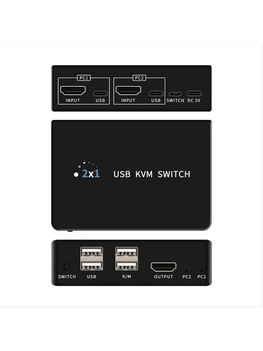 USB KVM-переключатель 2 входа 1 выход, переключатель для сов…, вариант, фото 9