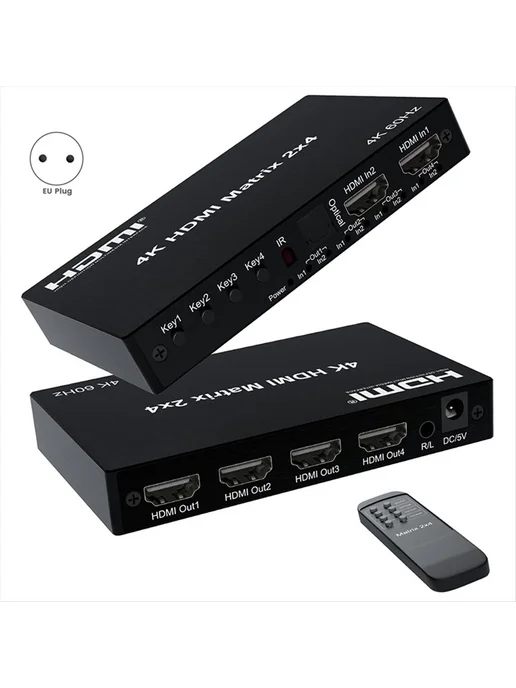 4K60Hz HDMI-совместимый матричный коммутатор 2x4, разветвите…, 2x4, фото 6