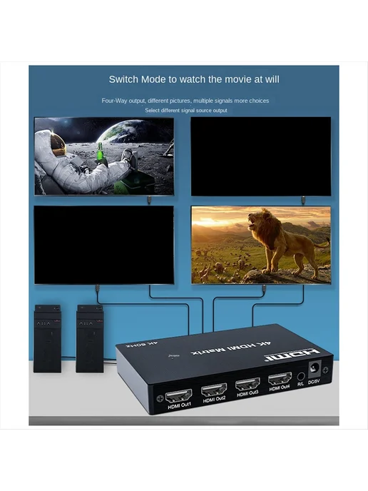 4K60Hz HDMI-совместимый матричный коммутатор 2x4, разветвите…, 2x4, фото 7