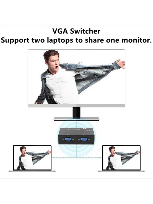 2-портовый VGA-коммутатор, видеоконвертер, кабель VGA, KVM-п…, вариант, фото 3