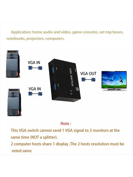 2-портовый VGA-коммутатор, видеоконвертер, кабель VGA, KVM-п…, вариант, фото 5