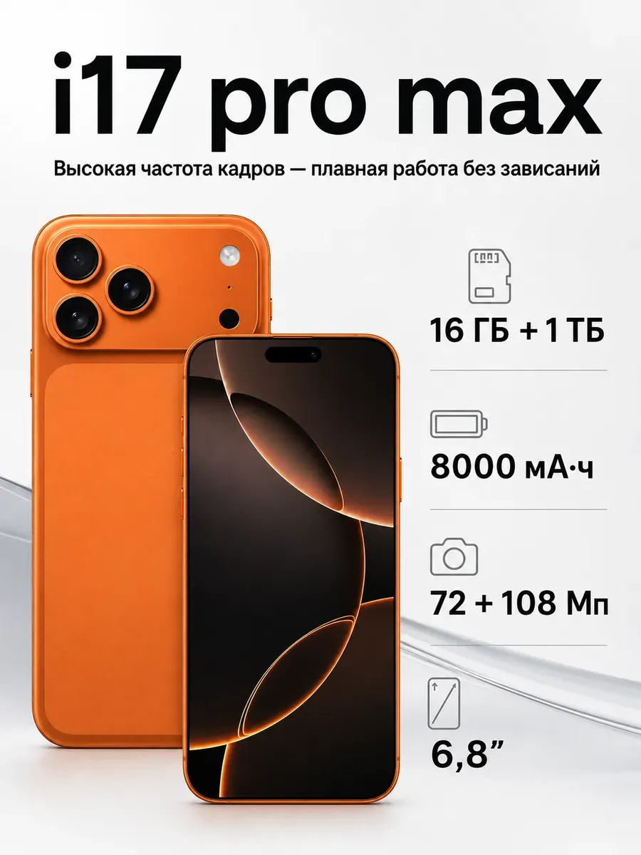 Смартфон i17 Pro Max 16+1ГБ 8000 мАч Infinix 1503355774 купить за 9 087 ₽ в интернет‑магазине Wildberries