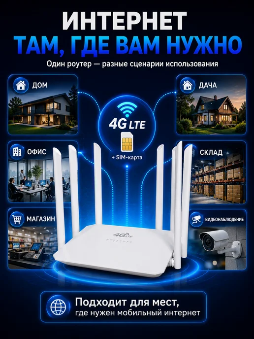 OLAX Роутер Wi‑Fi 4G LTE с SIM-картой для дома и дачи, 4 г, фото 2