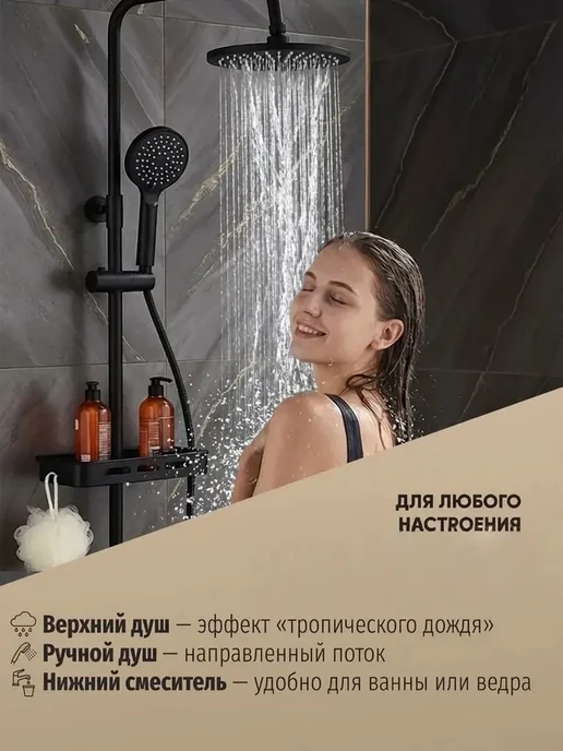 Grohe Черная трехфункциональная душевая система G924, черный, фото 3