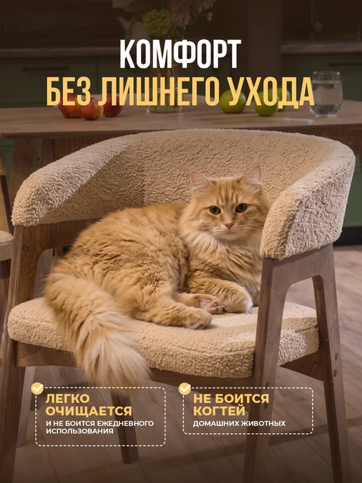 ZASIDELIS Стул кухонный со спинкой мягкий, бежевый, фото 4