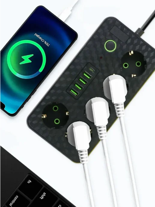 Удлинитель сетевой с USB и Type-C, 5 м, фото 5