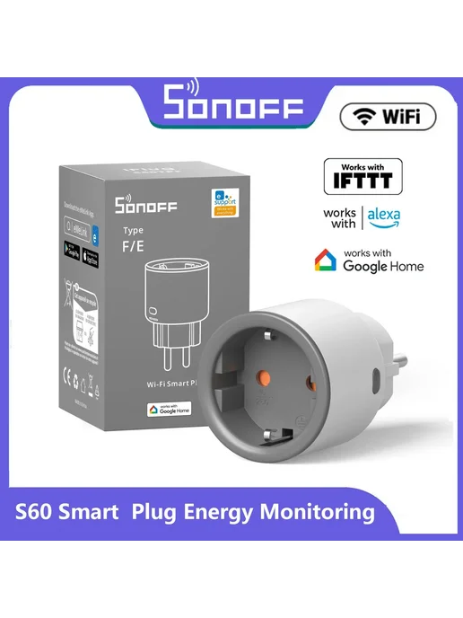 Sonoff Умная Wi-Fi Розетка S60 EU С Таймером, Wi-Fi, фото 2