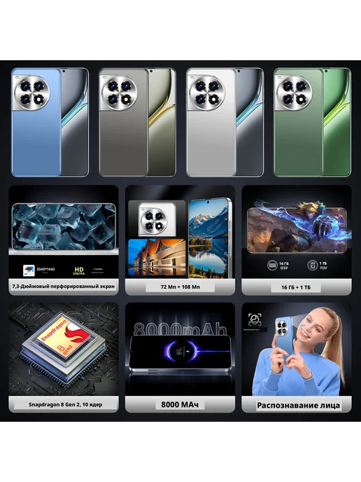 Смартфон 无品牌 S13 Plus 1/16 ГБ, черный, фото 2