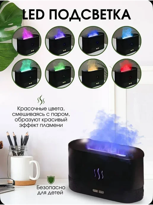 Увлажнитель воздуха мини с подсветкой для дома, черный, фото 4
