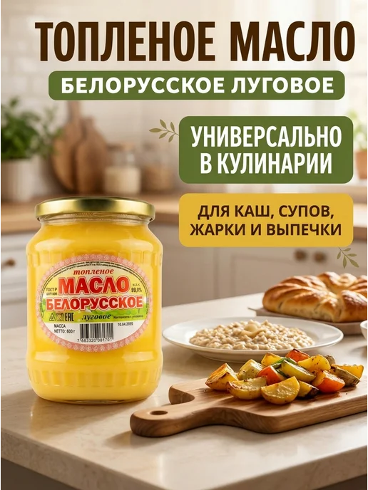 Масло топлёное Белорусское Луговое 2×600 гр, 2x600, фото 2