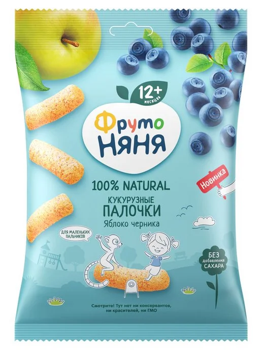 ФрутоНяня Палочки кукурузные с яблоком и черникой с 12 мес. 20 г, 20 г