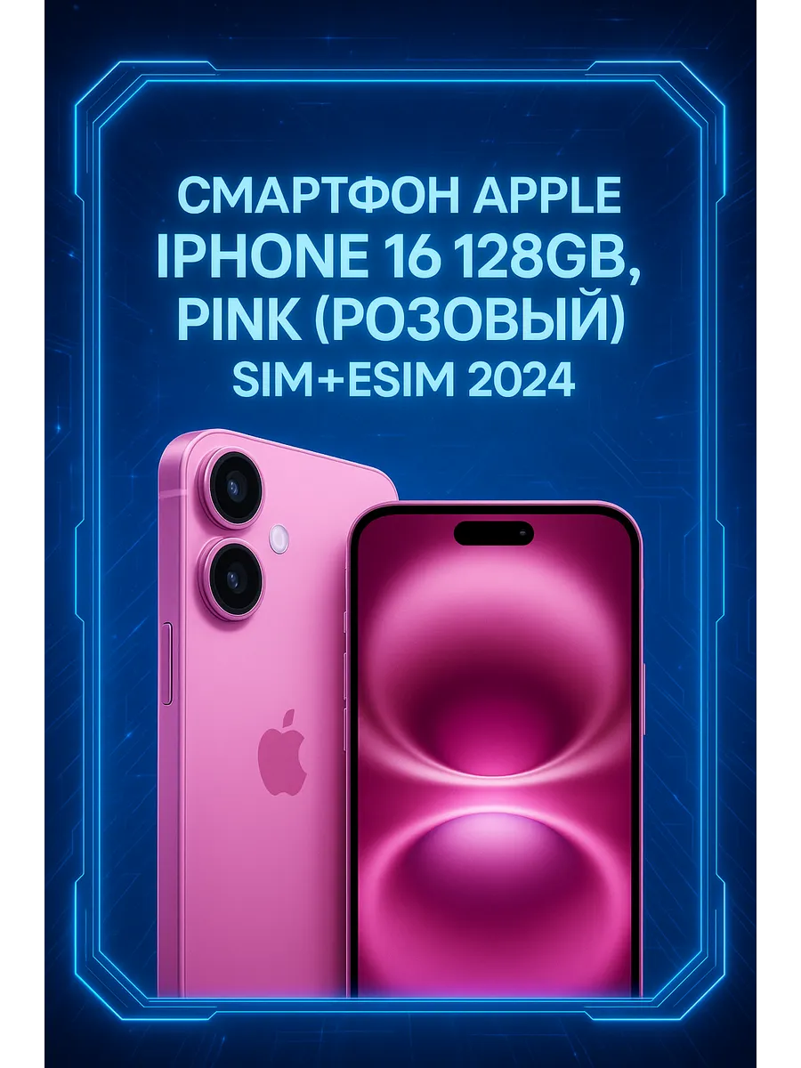 Apple Смартфон iPhone 16 128GB, Pink (Розовый) Sim+ESim 2024