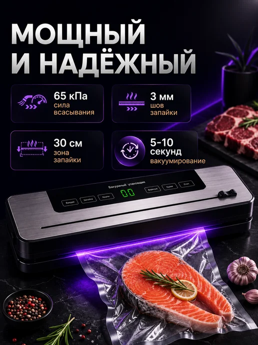 LIHTRON Вакууматор для продуктов с резаком и запайкой, черный, фото 2