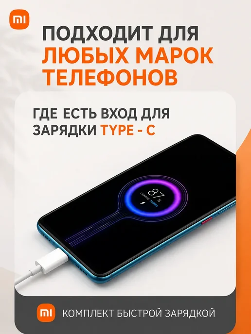 Быстрый блок с кабелем 67W Xiaomi Поко Honor Redmi Realme, 67 Вт, фото 3