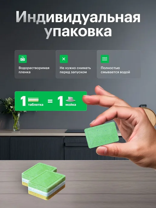 Таблетки для посудомойки Laber ЭКО в водорастворимой пленке, вариант, фото 3