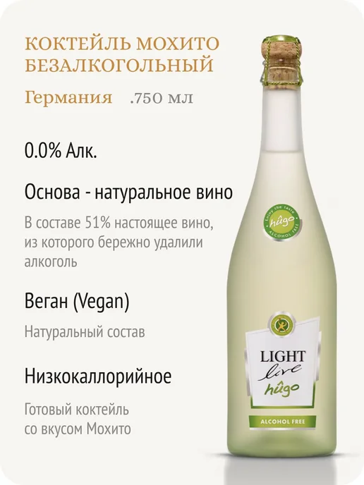 Мохито безалкогольное шампанское Хуго игристый коктейль на о, 750 мл, фото 2
