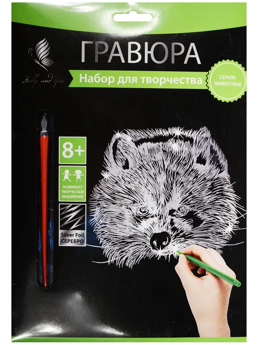 Нет бренда Набор для творчества Hobby & You. Гравюра «Енот», 18х24, 18x24