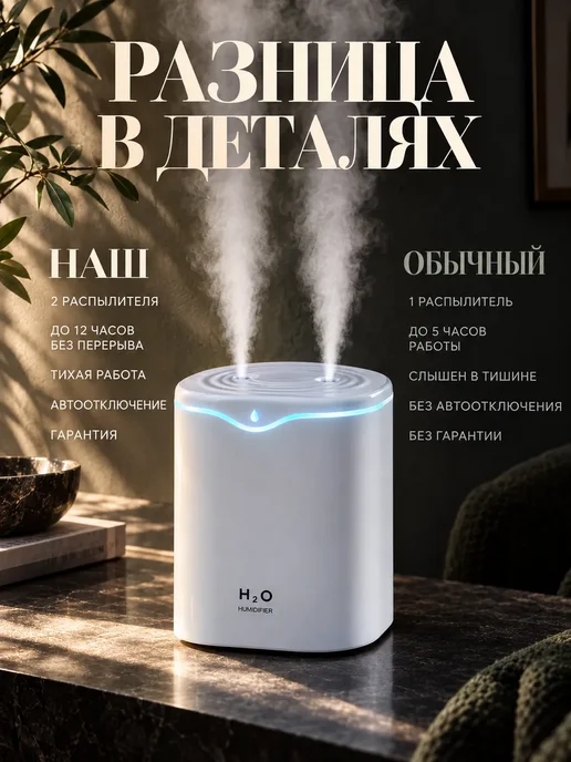 Увлажнитель воздуха для дома с аромадиффузором и подсветкой, вариант, фото 7