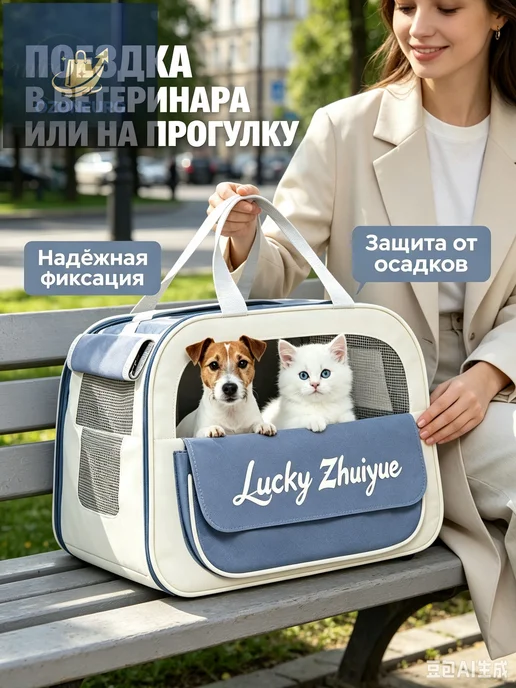 Сумка-переноска для кошек, 44×31×28 см, оксфорд, 44x31, фото 2