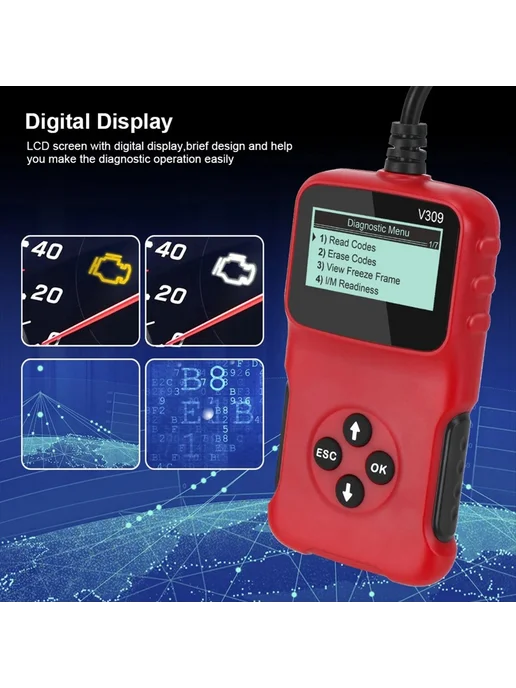 OBD2 OBDII V309 сканер, автомобильный считыватель сброс кодо…, вариант