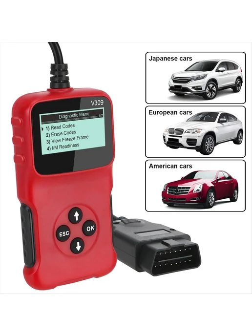 OBD2 OBDII V309 сканер, автомобильный считыватель сброс кодо…, вариант, фото 3