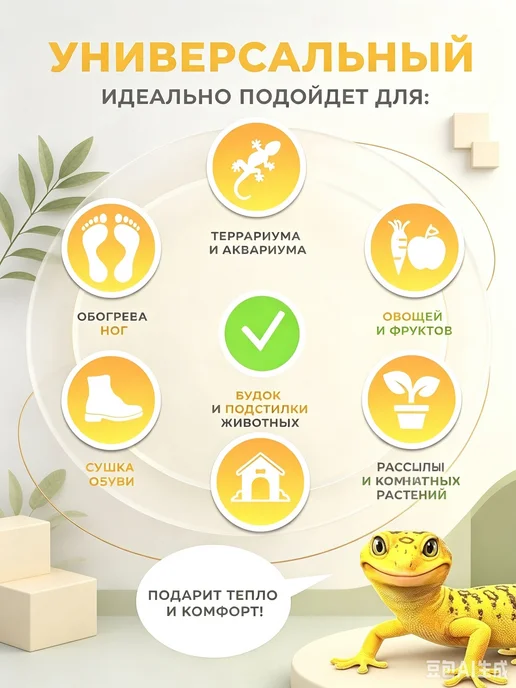 Греющий коврик для террариума 7 Вт 15×28 см, 15x28 см, 7 Вт, фото 3