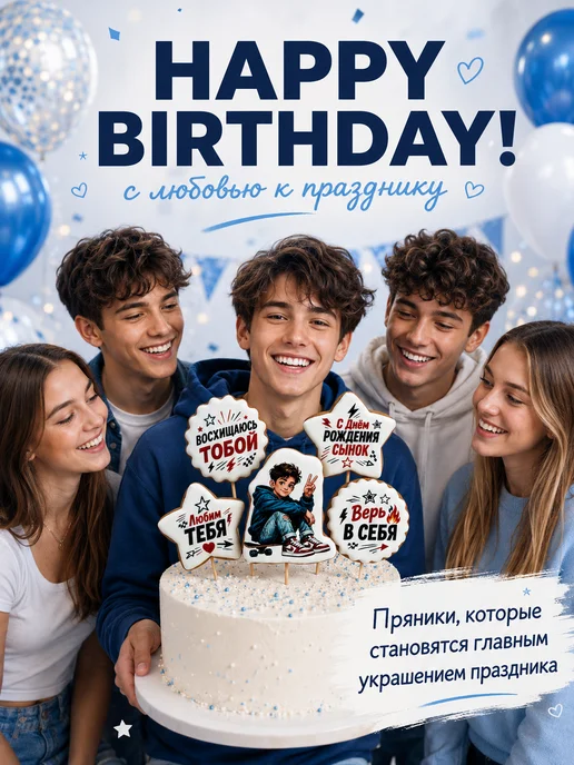 choco_mafiya Пряники на торт для мальчика, вариант, фото 3