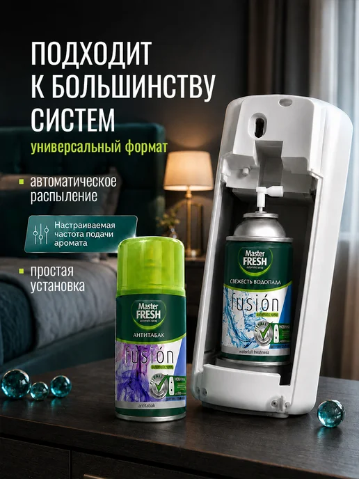 MASTER FRESH Освежители воздуха Антитабак, Свежесть водопада 250мл*4шт, 250 мл, 4 шт, фото 2