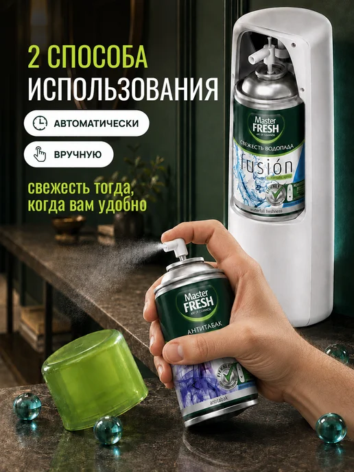 MASTER FRESH Освежители воздуха Антитабак, Свежесть водопада 250мл*4шт, 250 мл, 4 шт, фото 5