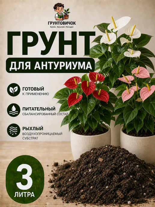 Грунтовичок Грунт для антуриума, 3л, 3 л